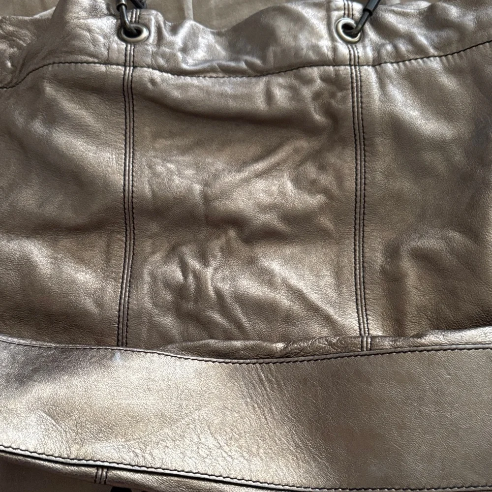 Burberry Metallic Bronze Leather Tote Bag